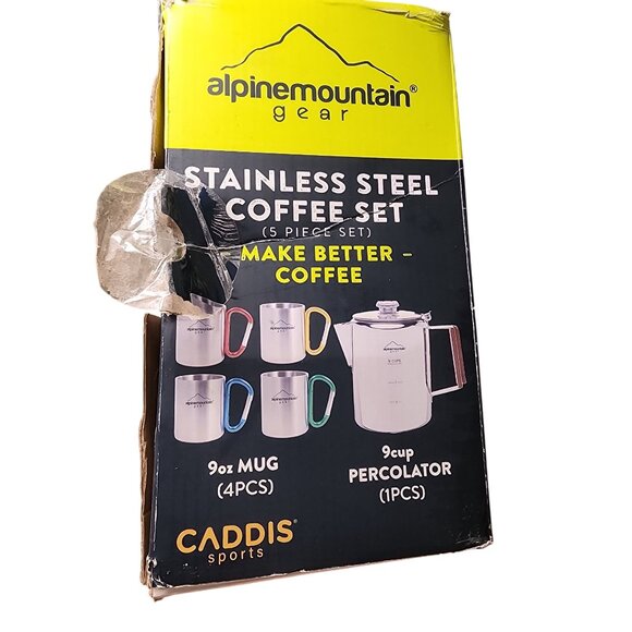Alpine Mountain Gear 9 cup Percolator 5-Piece Stainless Steel Coffee Set - Picture 11 of 12